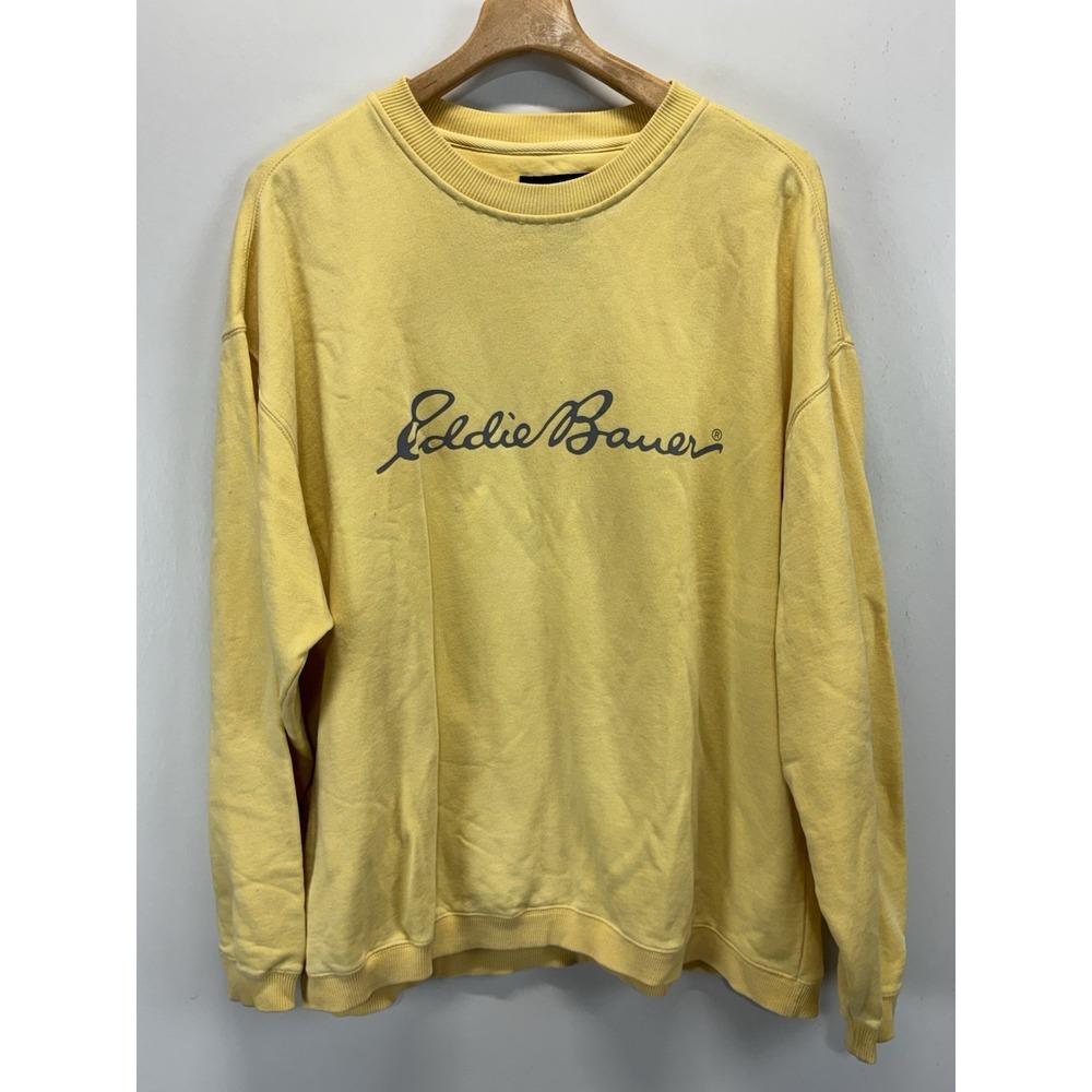 Vintage Eddie Bauer EBTEK Sweatshirt Mens Yellow Logo Crewneck Pullover 90s